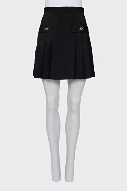 Wool skirt with golden logo