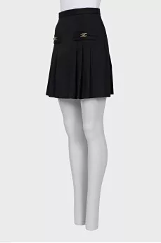 Wool skirt with golden logo