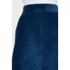 Blue skirt with relief pattern