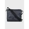 Men's leather bag with branded embossing