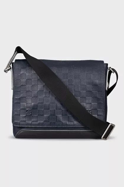 Men's leather bag with branded embossing