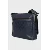 Men's leather bag with branded embossing