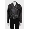 Leather jacket with distressed effect