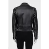 Leather jacket with distressed effect