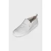 Leather slip-ons with logo