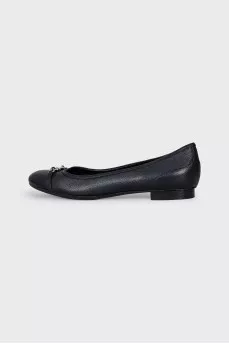 Black ballet flats with silver hardware