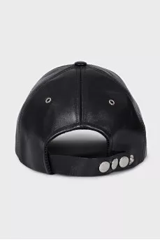 Leather cap with brand logo