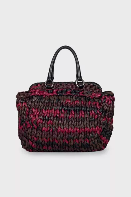 Woven leather bag