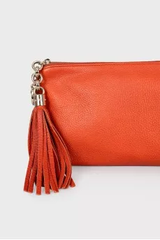 Orange leather clutch