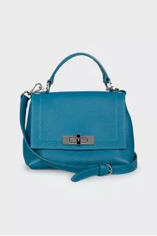 Textured leather satchel bag