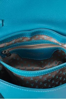 Textured leather satchel bag
