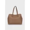 Brown leather tote