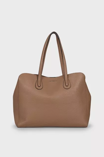 Brown leather tote