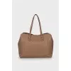 Brown leather tote