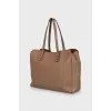 Brown leather tote