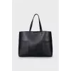 Black leather tote bag