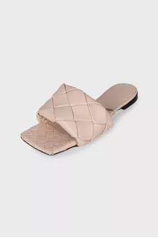 Leather slippers with weave