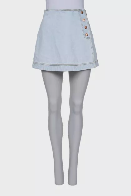 Denim shorts-skirt with pockets