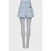 Denim shorts-skirt with pockets
