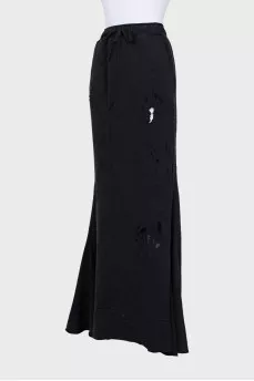 Ripped effect maxi skirt