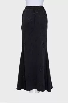 Ripped effect maxi skirt