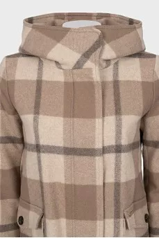 Checkered coat with patch pockets