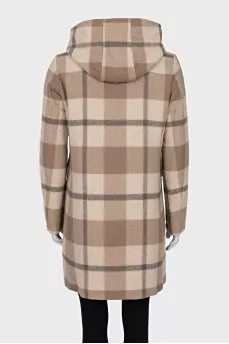 Checkered coat with patch pockets