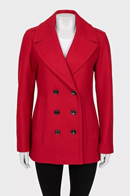 Double-breasted red coat