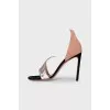 Leather and suede stiletto sandals