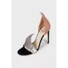 Leather and suede stiletto sandals