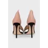 Leather and suede stiletto sandals