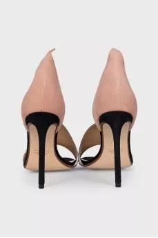 Leather and suede stiletto sandals