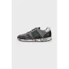 Men's suede and leather sneakers with logo