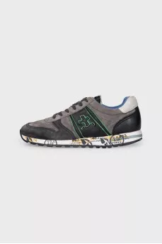 Men's suede and leather sneakers with logo