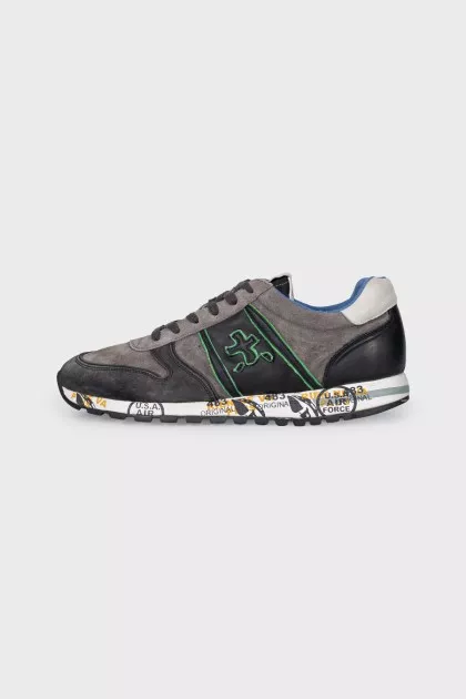 Men's suede and leather sneakers with logo