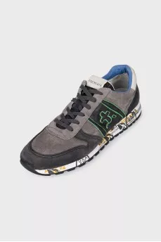 Men's suede and leather sneakers with logo