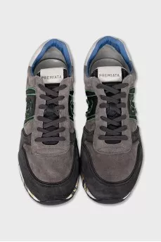 Men's suede and leather sneakers with logo