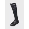 High leather boots with zipper