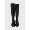 High leather boots with zipper