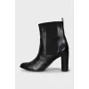 Leather ankle boots with heels without fastening
