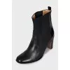 Leather ankle boots with heels without fastening