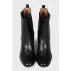 Leather ankle boots with heels without fastening