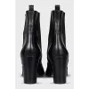 Leather ankle boots with heels without fastening