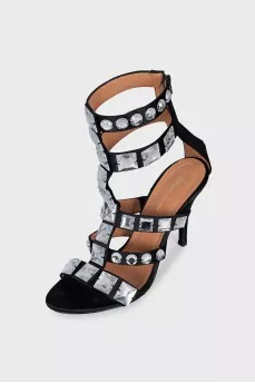 Textile sandals decorated with crystals