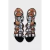 Textile sandals decorated with crystals