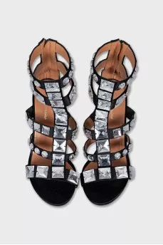 Textile sandals decorated with crystals