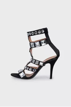 Textile sandals decorated with crystals