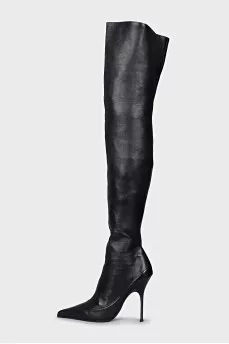 Over the knee boots with a figured heel