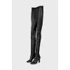 High-waisted leather over-the-knee boots