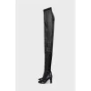 High-waisted leather over-the-knee boots